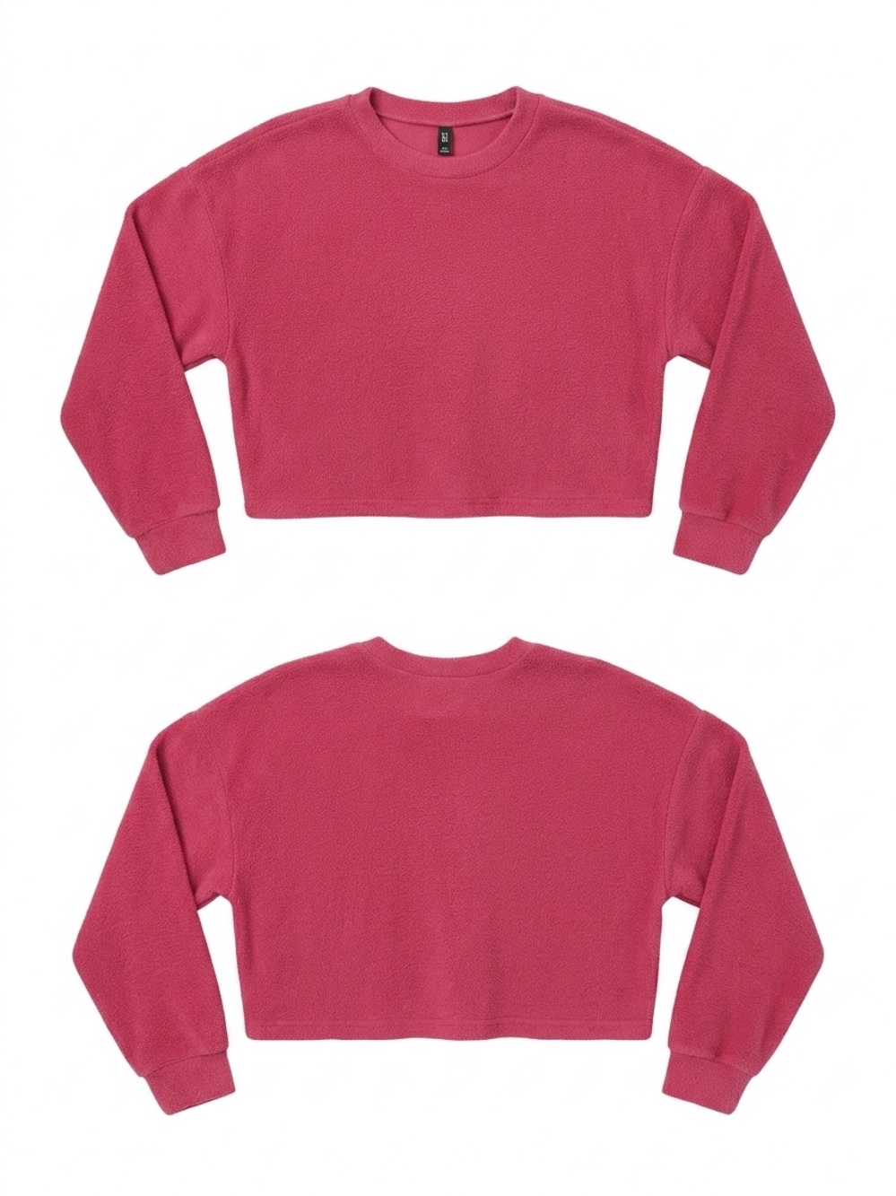 H&M Cropped Crewneck Sweater in Bright Pink